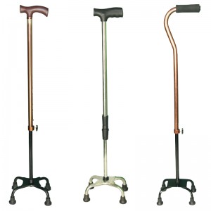 Stable and anti-stumbling handle walking quad cane stick