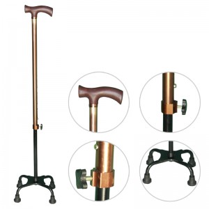 Stable and anti-stumbling handle walking quad cane stick