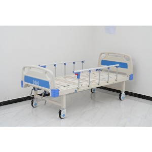 W04 Metal 2 Crank 2 Function Adjustable Medical Furniture Folding Manual Patient Nursing Hospital Bed with Casters