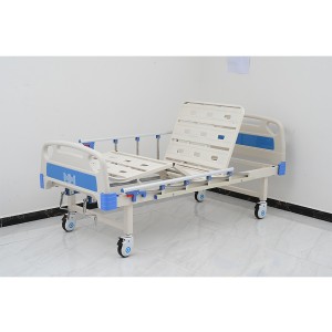 W04 Metal 2 Crank 2 Function Adjustable Medical Furniture Folding Manual Patient Nursing Hospital Bed with Casters