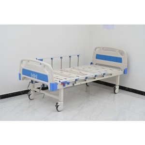 W04 Metal 2 Crank 2 Function Adjustable Medical Furniture Folding Manual Patient Nursing Hospital Bed with Casters