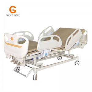 A02-2 ABS 3 functions manual hospital bed nursing patient icu 3 cranks medical bed price with toilet