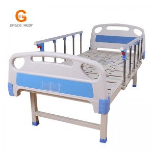 B01-3 ABS icu hospital flat bed with 5 bars guardrail