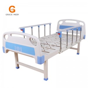 B01-3 ABS icu hospital flat bed with 5 bars guardrail