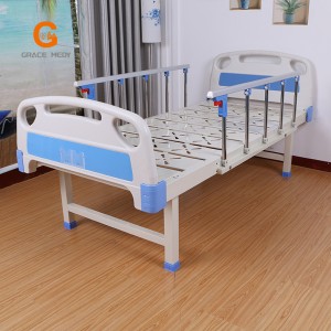 B01-3 ABS icu hospital flat bed with 5 bars guardrail