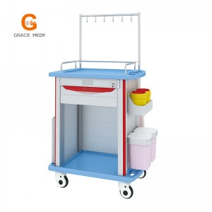 Luxury Hospital ABS Medical Infusion Trolley Cart with Drawer and Waste Bin