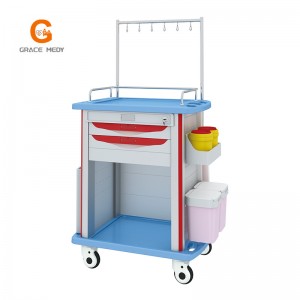 Luxury Hospital ABS Medical Infusion Trolley Cart with Drawer and Waste Bin