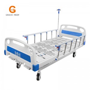 R03 Metal 3 Crank 3 Function Adjustable Medical Furniture Folding Manual Patient Nursing Hospital Bed with Casters