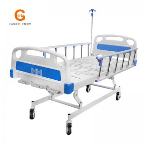 R03 Metal 3 Crank 3 Function Adjustable Medical Furniture Folding Manual Patient Nursing Hospital Bed with Casters