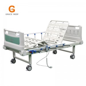 R04E Medical/Patient/Nursing/Fowler/ICU Bed Manufacturer ABS electric two function Hospital Bed with Mattress and I. V Pole