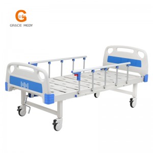 W02 Medical/Patient/Nursing/Fowler/ICU Bed Manufacturer ABS Single Cranks One Function Manual Hospital Bed with Mattress and I. V Pole