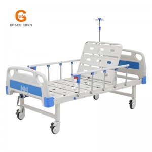 W02 Medical/Patient/Nursing/Fowler/ICU Bed Manufacturer ABS Single Cranks One Function Manual Hospital Bed with Mattress and I. V Pole