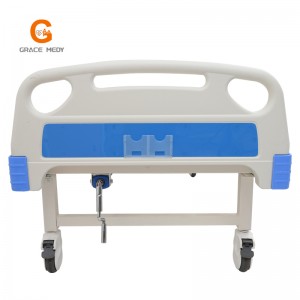 W02 Medical/Patient/Nursing/Fowler/ICU Bed Manufacturer ABS Single Cranks One Function Manual Hospital Bed with Mattress and I. V Pole