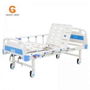 W04 Metal 2 Crank 2 Function Adjustable Medical Furniture Folding Manual Patient Nursing Hospital Bed with Casters