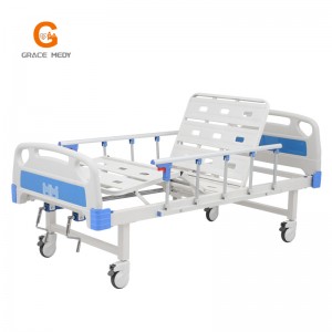 W04 Metal 2 Crank 2 Function Adjustable Medical Furniture Folding Manual Patient Nursing Hospital Bed with Casters