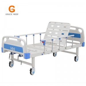 W04 Metal 2 Crank 2 Function Adjustable Medical Furniture Folding Manual Patient Nursing Hospital Bed with Casters