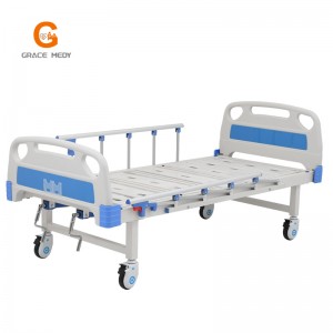 W04 Metal 2 Crank 2 Function Adjustable Medical Furniture Folding Manual Patient Nursing Hospital Bed with Casters