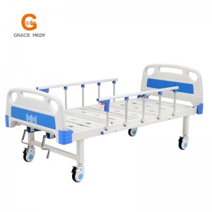 W04 Metal 2 Crank 2 Function Adjustable Medical Furniture Folding Manual Patient Nursing Hospital Bed with Casters