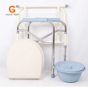 ZB14 Bedside Folding Aluminum Shower Commode Toilet Chair